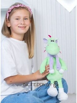 Мягкая игрушка Дракон "Лусиос" лайм с шарфиком 35 см