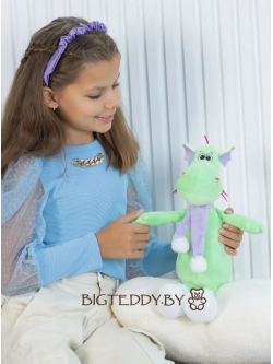 Мягкая игрушка Дракон "Лусиос" лайм с шарфиком 35 см