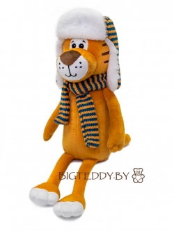 Мягкая игрушка Тигр в шапке ушанке 55 см