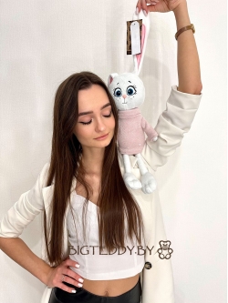 Мягкая игрушка Зайка "Мими" в розовом свитере 35 см